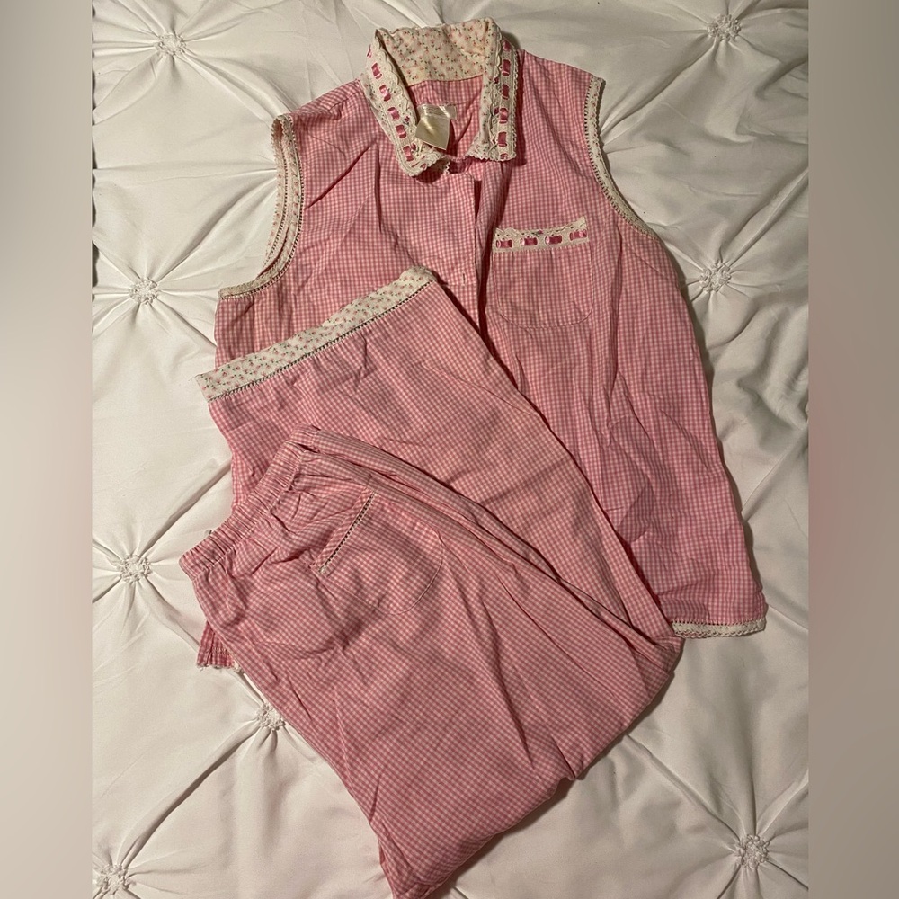 Pink Gingham Sleeveless Pajama Set
